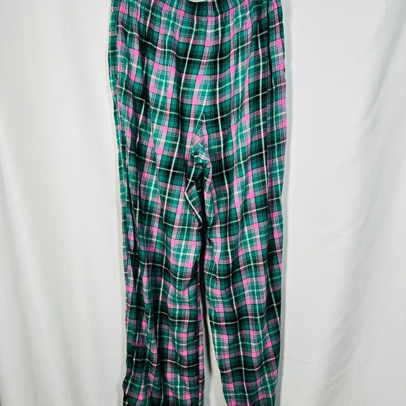 Victoria’s Secret Plaid Flannel Pajama Set Cotton Modal Loungecore M Pink Green - Picture 9 of 11